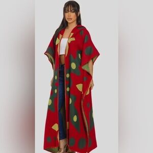 Stylish Red and Green Hooded Women's Sweater